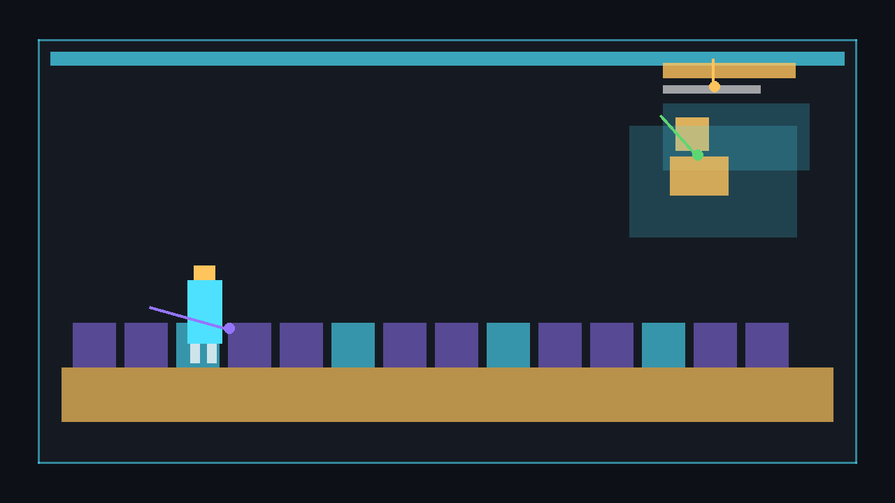 Annotated 2D platformer screenshot labelling the HUD, tilemap layers, and player character