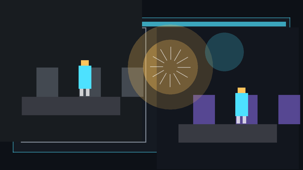 Side-by-side comparison of a 2D scene: left without lighting, right with a warm point-light overlay